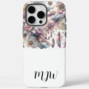 16 Pro Max Joli Boho Floral Plumes iPhone / coque ipad