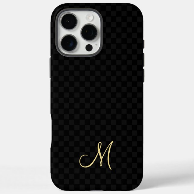 16 Pro Max Monogramme moderne Motif iPhone Slim Fit Coque dur (Verso)