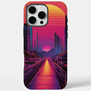 16 Pro Max Rétro Sunset City coque iphone Vaporwave esthétiqu