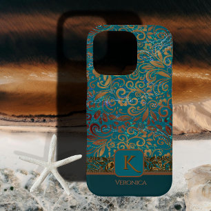 16 Pro Motif Floral vintage Monogramme iPhone / coque ipa