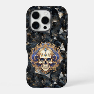 16 Pro Treasure crâne sur le coque iphone Diamants Noirs