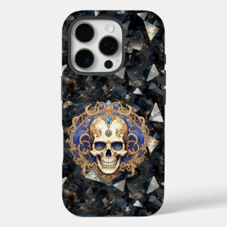 16 Pro Treasure crâne sur le coque iphone Diamants Noirs