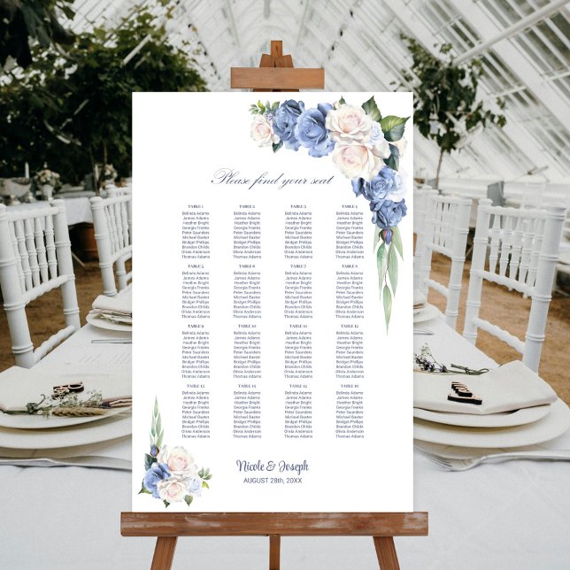 16 Tableau Bleu Blanc Rose Floral Platine (Créateur téléchargé)