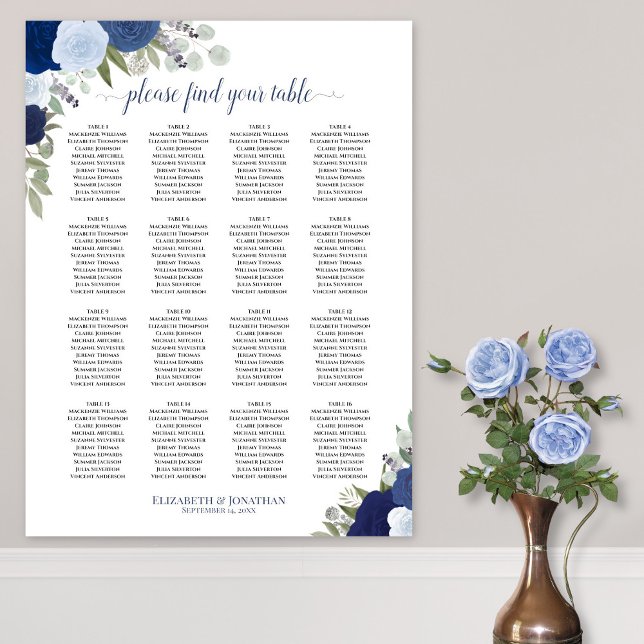 16 Tableau Boho bleu Mariage floral (In Situ on Wall with Flowers)