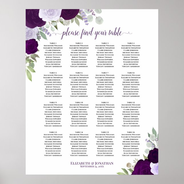 16 Tableau Boho pourpre Mariage floral tableau (Devant)
