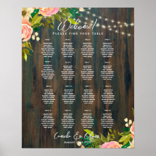 16 Tableau BUDGET DU GRAPHIQUE DE SIÈGE Floral Ros