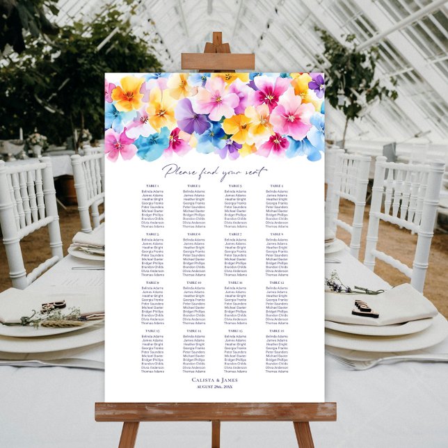 16 Tableau Colorful Floral Mariage Seating Chart (Créateur téléchargé)