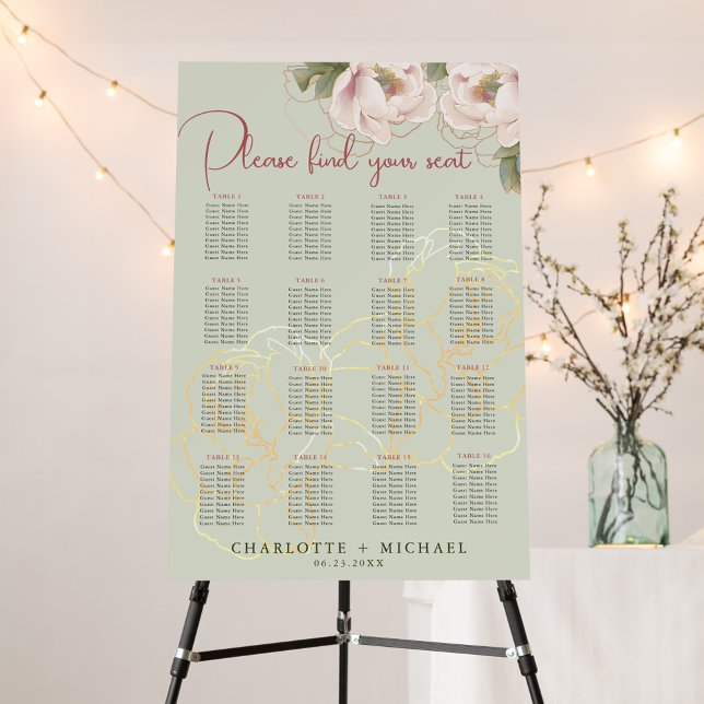 16 Tableau de la taille et du blanc du Mariage flo (Créateur téléchargé)