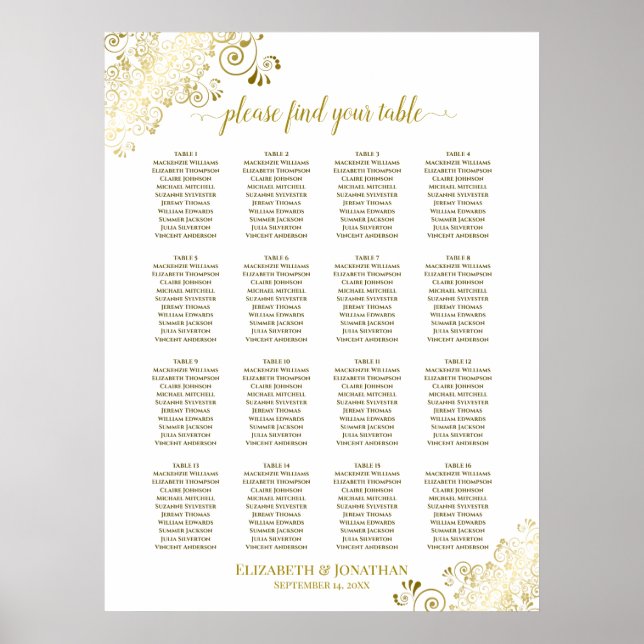 16 Tableau Mariage de bordures d'or Tableau blanc (Devant)