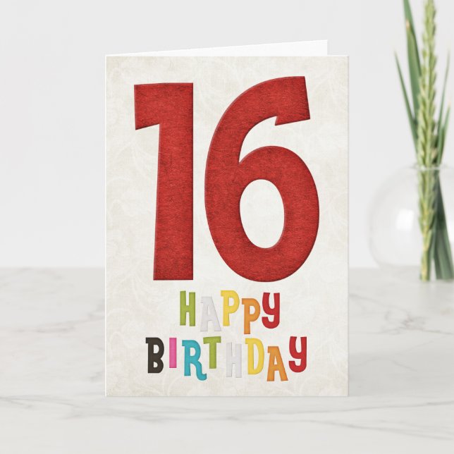 16e anniversaire Bonne carte d'anniversaire Design (Devant)