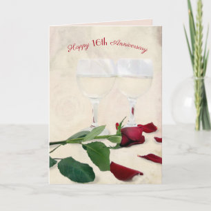 16e anniversaire de Mariage Rose et carte de vin