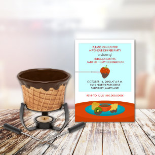 16e anniversaire Fondue Diner fêtes Invitations