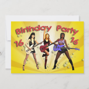 16e anniversaire Invitation de fête avec un groupe