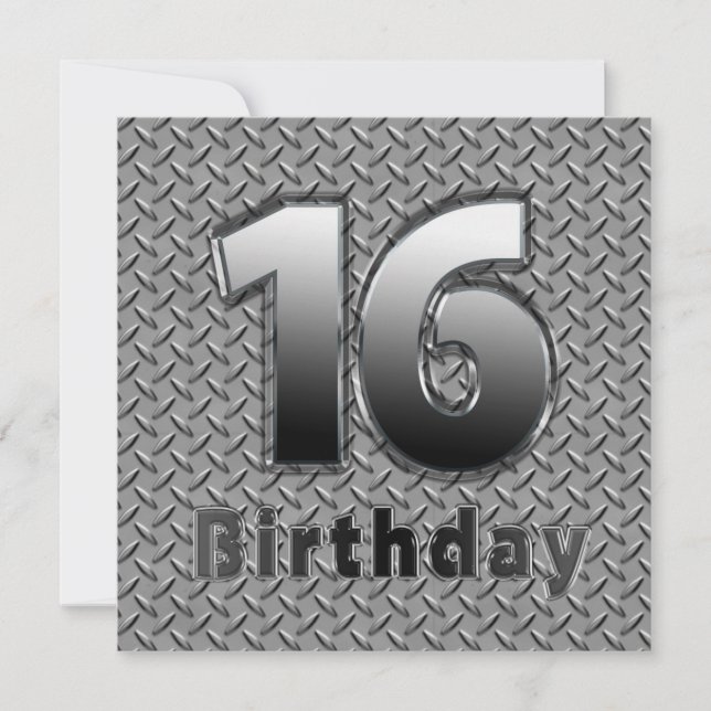 16e ANNIVERSAIRE INVITATION - MÉTAL (Devant)