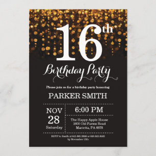 16e anniversaire Invitation Parties scintillant d'