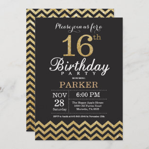 16e anniversaire Invitation Parties scintillant no