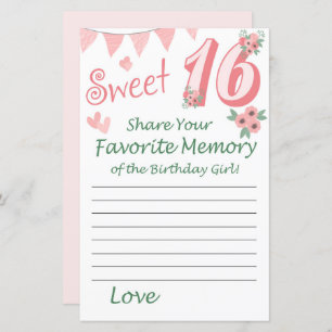 16e anniversaire Mémoire préférée de la fille anni
