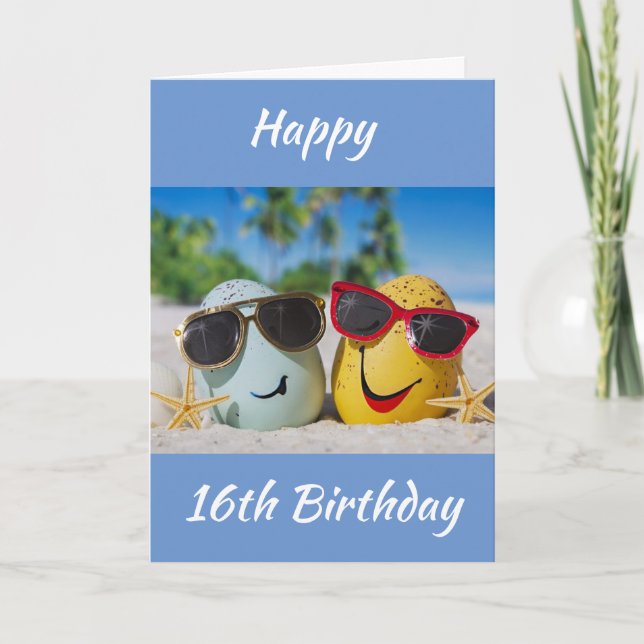 **16e ANNIVERSAIRE** SOUHAITS DE BONS OEUFS! Carte (Devant)