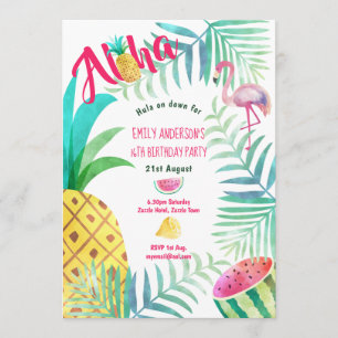 16e Flamant rose Invitations d'Anniversaire Tropic