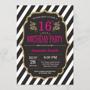 16e Invitation d'anniversaire. Parties scintillant