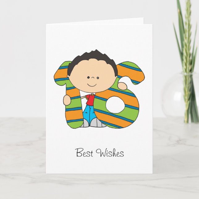 16ème anniversaire - carte de voeux - garçon (Devant)