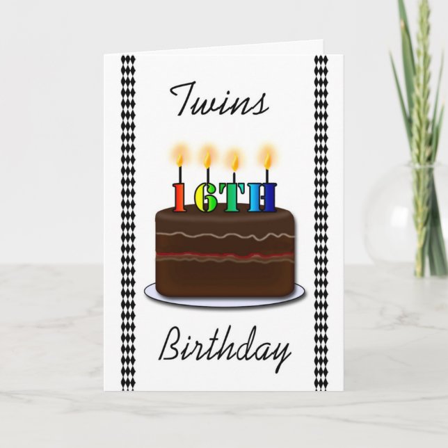 16ème carte d'anniversaire de jumeaux (Devant)