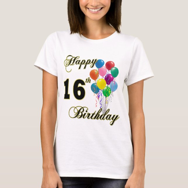 16ème T-shirt heureux d'anniversaire (Devant)