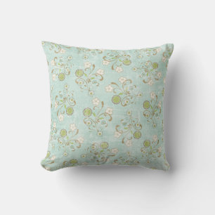 16x16 Oreillers à jets floraux bleus et verts