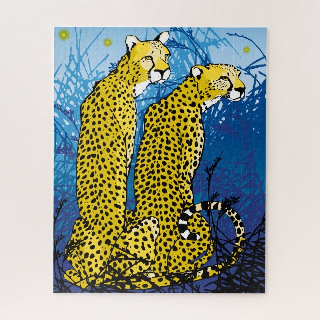 16x20 Cheetah Pair Puzzle pour les personnes aveug (Vertical)