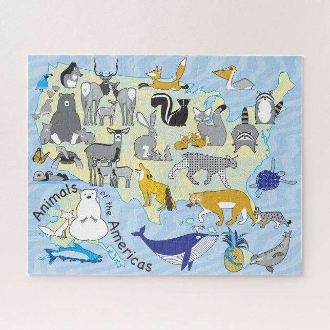 16x20 US Animals Puzzle pour les aveugles de coule (Horizontal)