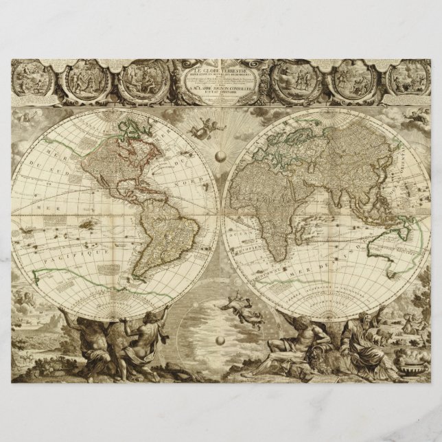 1708 World Map by Jean Baptiste Nolin (Devant)