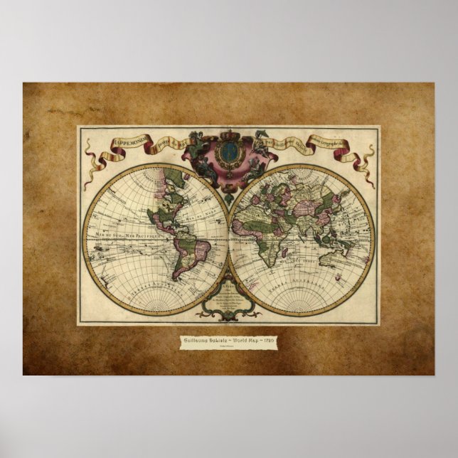 "1720 Guillaume DeLisle" Olde Worlde Map Poster (Devant)