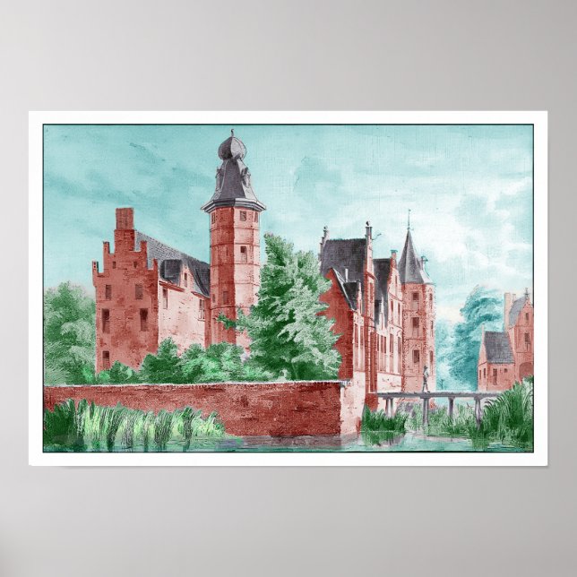 1729 A. de Haen Dutch Kasteel WESTERVELT Poster (Devant)