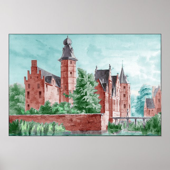 1729 A. de Haen Dutch Kasteel WESTERVELT Poster (Devant)