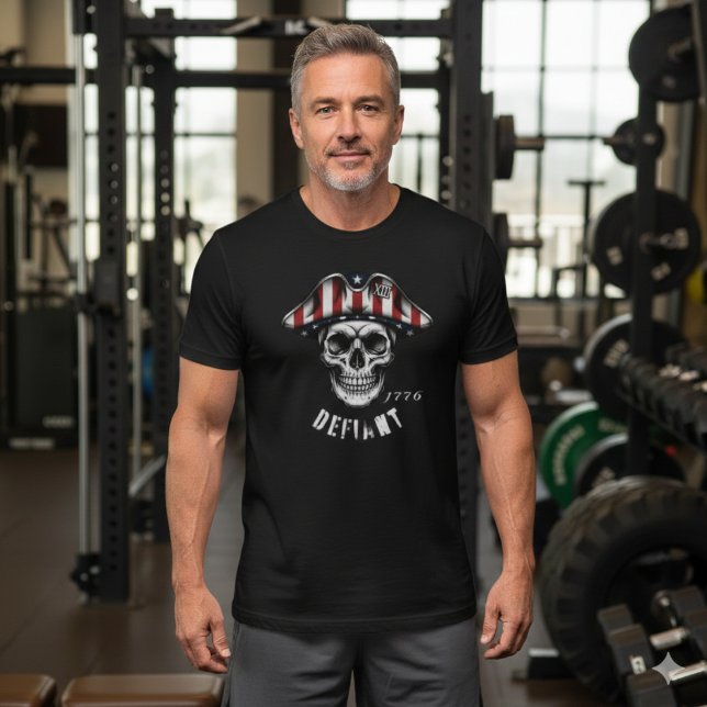 1776 Defiant Skull Patriot T-Shirt (Créateur téléchargé)