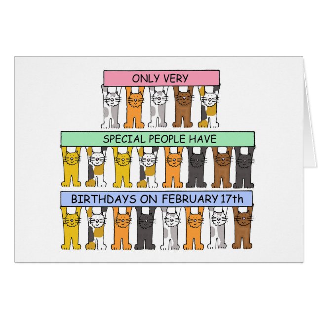 17 février Anniversaire Cute Cartoon Cats (Devant horizontal)