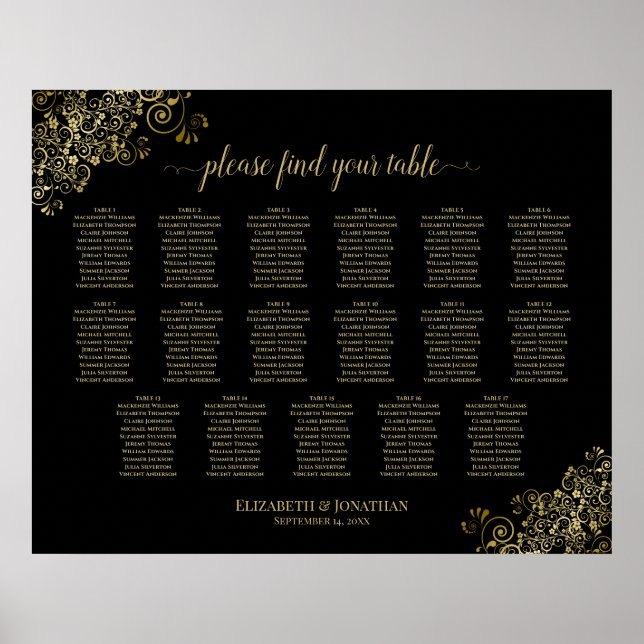 17 Tableau Frilles Gold Mariage noir Tableau de si (Devant)
