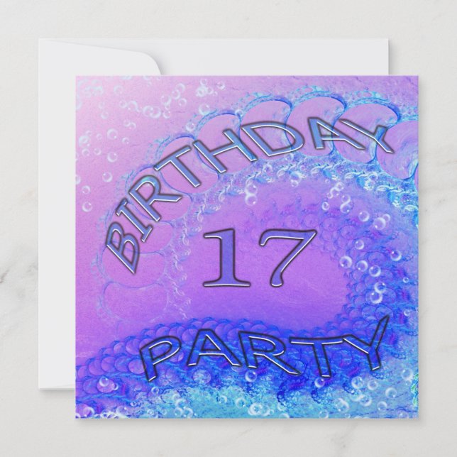 17e anniversaire invitation de fête, Abstraite et  (Devant)