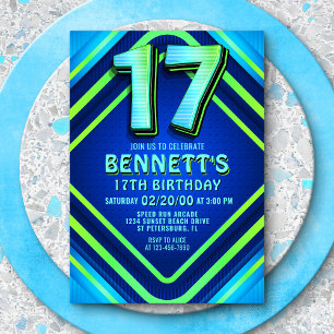 17e anniversaire Neon Invitation