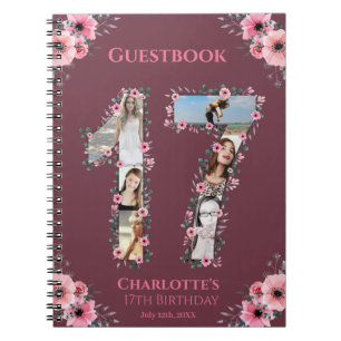 17e anniversaire Photo Collage rose Fleur Livre d'