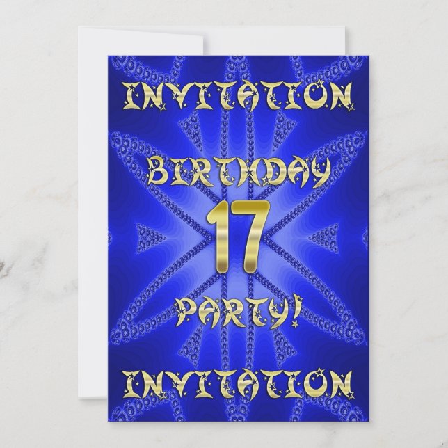 17e invitation à la fête d'anniversaire (Devant)