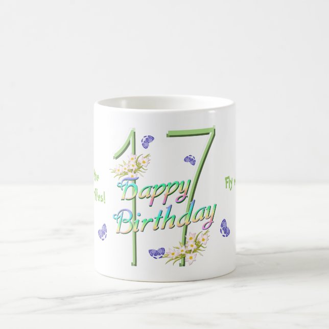 17ème Tasse de danse de papillon d'anniversaire (Centre)