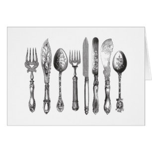 1800s blancs de couteau de cuillère de fourchette