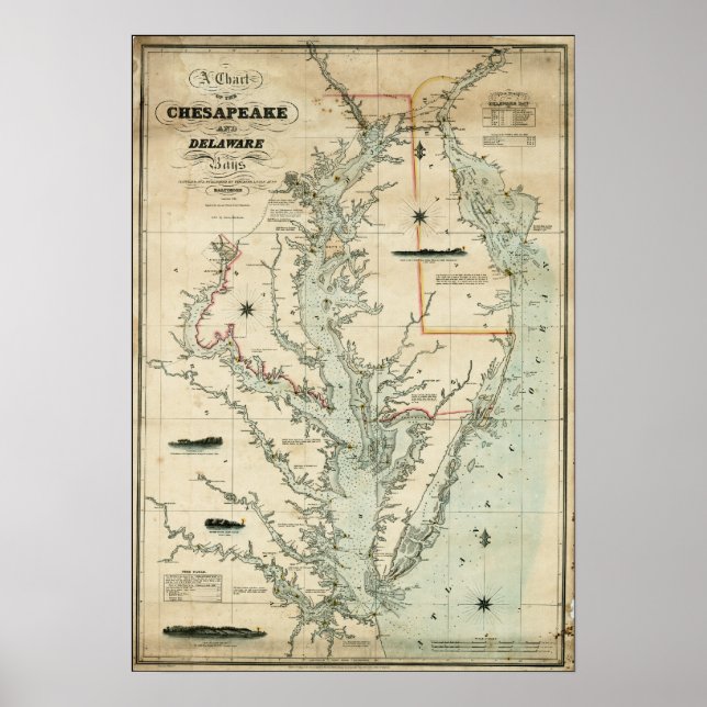 1852 Tableau des baies de Chesapeake et de Delawar (Devant)