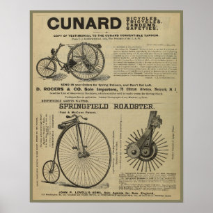 1887 Vintage Bicycle Magazine Ad Art Poster