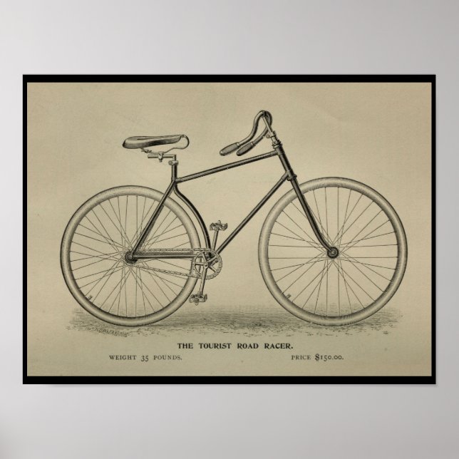 1892 Vintage Tourist Bicycle Magazine Ad Poster (Devant)