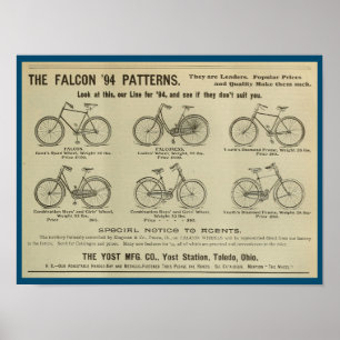 1893 Vintage Yost Bicycle Magazine Ad Art Poster