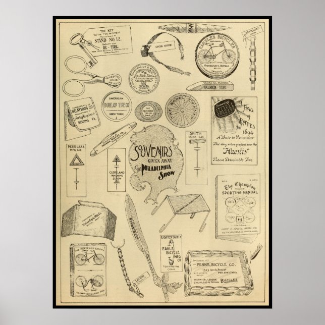 1894 Philadelphia Bicycle Show Ad Art Poster (Devant)