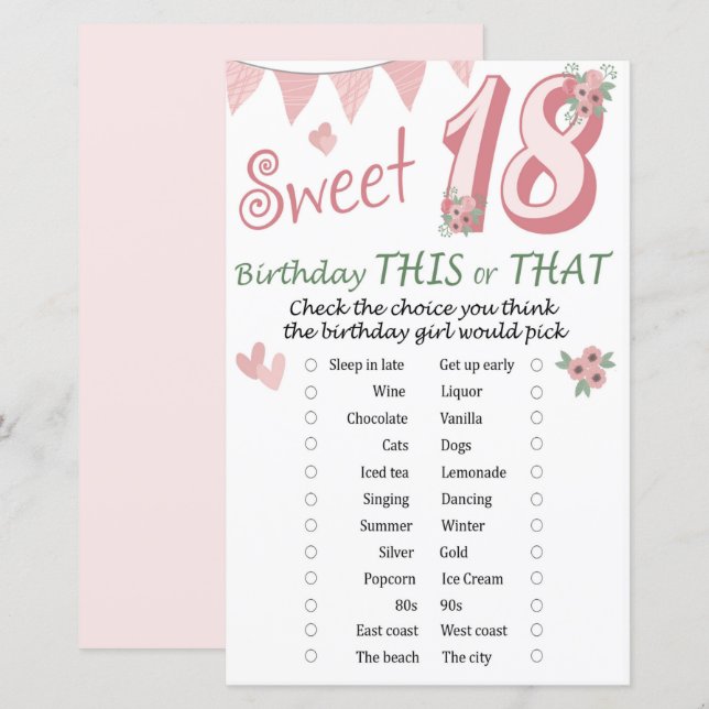 18 Anniversaire de ce jeu ou de ce jeu (Devant / Derrière)