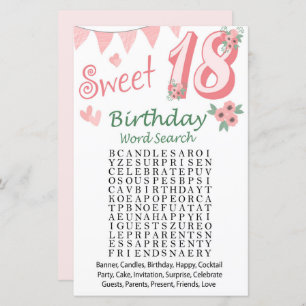 18 Anniversaire Mot de recherche Jeu